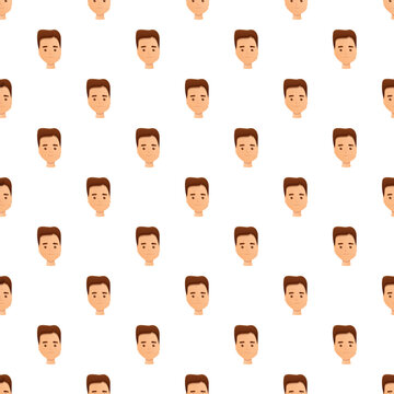Cartoon male user avatar head repeated seamlessly creating a full frame pattern