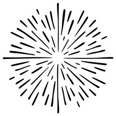 Obraz premium Hand-drawn sunburst or radial element radiating outwards, featuring bold black lines in a retro or vintage style.