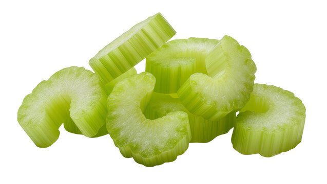 Bright Green Celery Sticks Stacked in a Pile