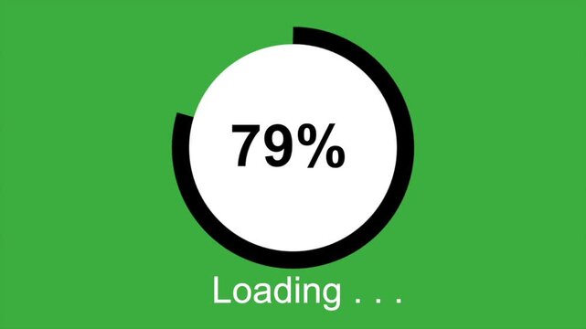 Loading progress 100 percent complete animation on green screen background