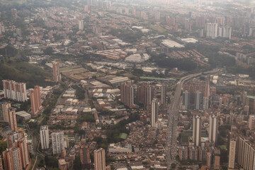 Fototapeta premium Aerial view of Itagui, La Estrella and Sabaneta municipalities near Medellin, Colombia