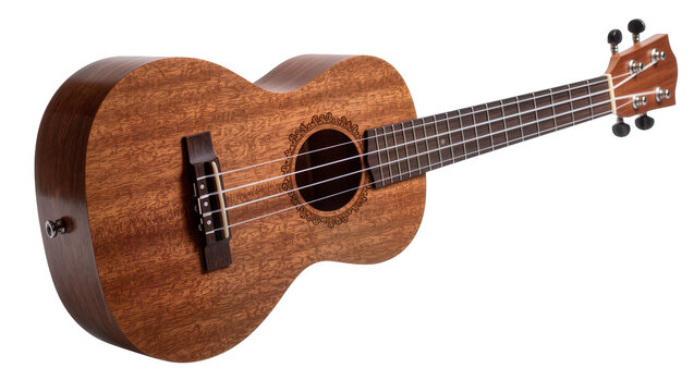 Wooden Concert Ukulele with Rosette and Black Tuning Pegs