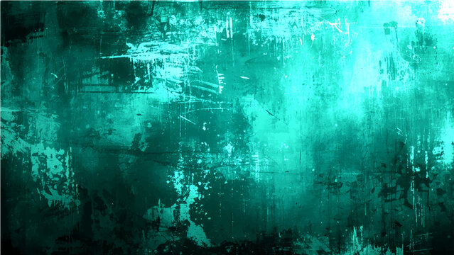 Vector A vivid cyan painted textured artwork with distressed, grunge effect.