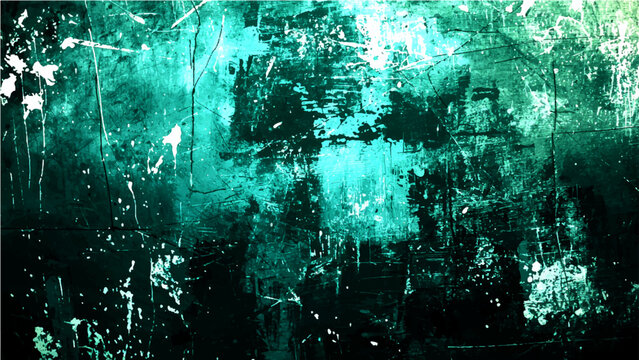 Vector An artistic abstract background with a blend of turquoise and shades of teal, grunge and texture, creating a captivating visual experience.