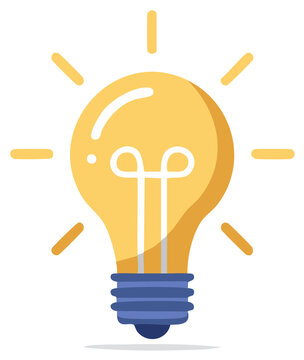 Illustration of a shining light bulb representing an idea, creative thoughts