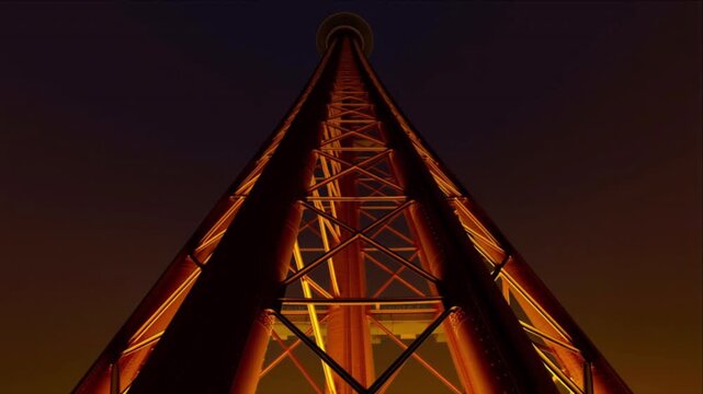 電気通信ネットワークのために点灯し構築される格子状の通信塔