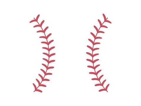 Softball laces. Baseball ball stripe. Softball Stitches. Vector illustration