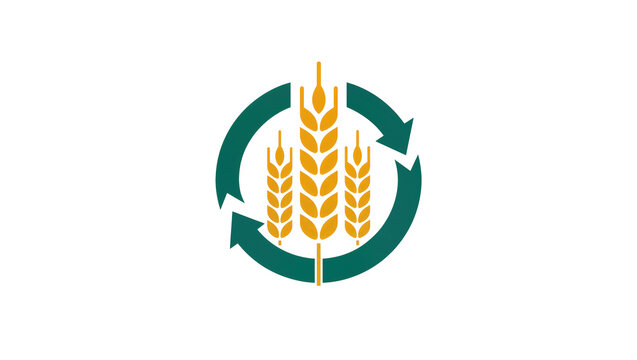 Golden Wheat Sheaves within Teal Circular Arrow Symbol