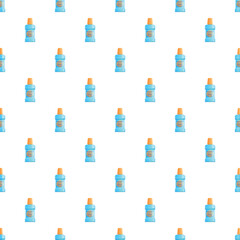 Fototapeta premium Mouthwash bottles creating a seamless repeating pattern for dental care and freshness concept