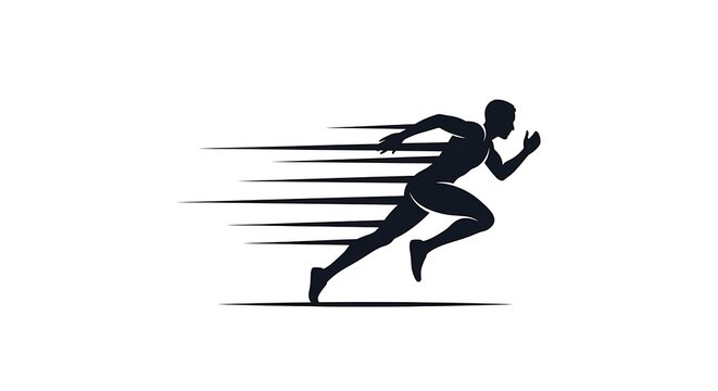 Silhouette of a sprinter running fast
