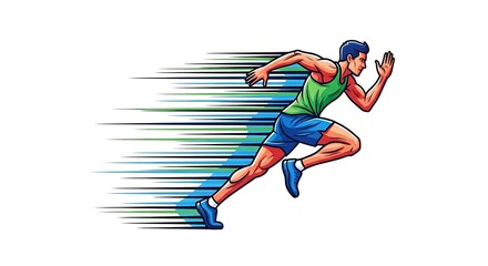 Fototapeta premium Athletic man running with speed lines