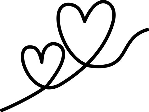 Two hearts connected by a line