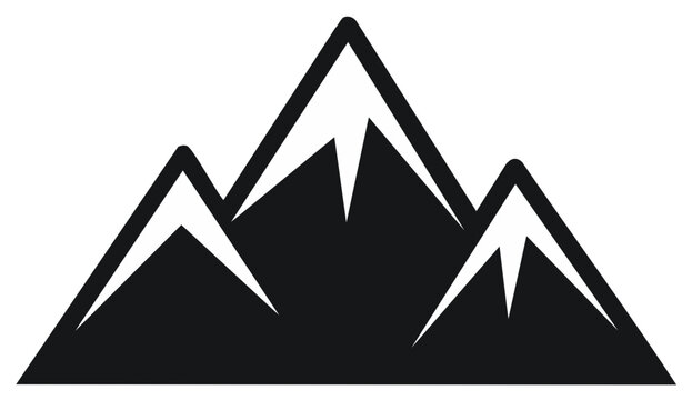 Stylized silhouette of mountain peaks with sharp snowy tips against a white background