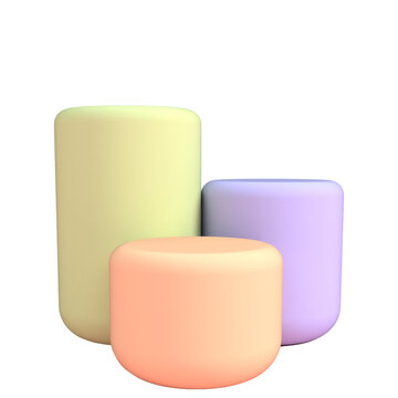 Pastel 3D Soft Rounded Podiums isolated transparent Background