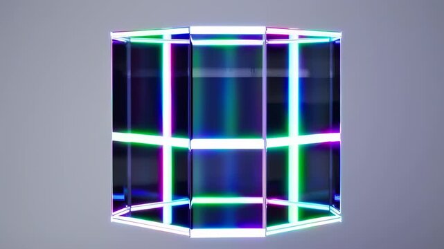 Hexagonal prism with vibrant neon light