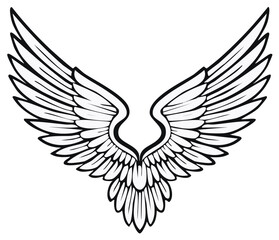 Obraz premium Black and white illustration of angel wings graphic design