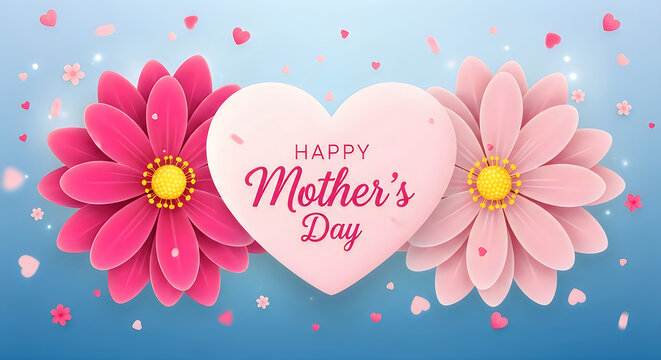 Happy mother's day beautiful floral heart design for celebrating mom wishes greetings and appreciation