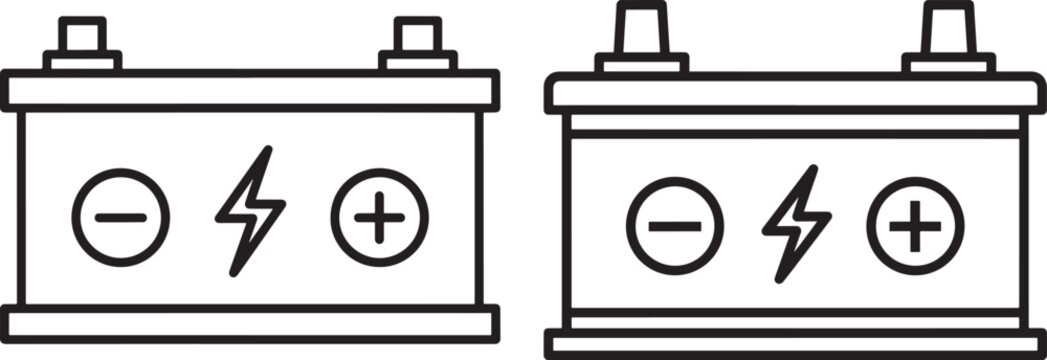 Car battery icon set, power symbol, energy sign