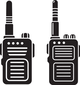 Walkie talkie icon set, communication device