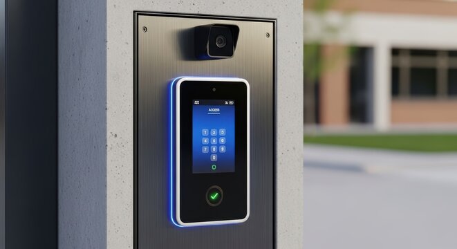 Modern digital access control system at a school gate entrance
