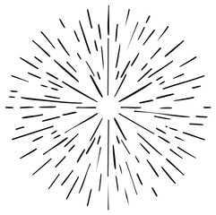 Obraz premium Exploding starburst radiating from center on white background graphic element