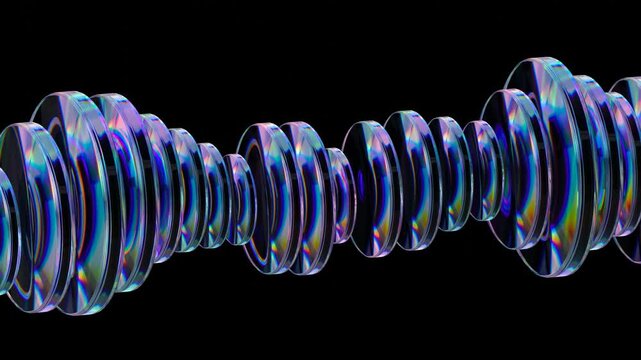 Abstract glass 3d block shapes mooving on a black background. Seamless looping video. 4k abstract motion graphics dynamic futuristic design