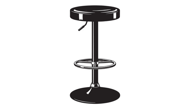 Modern black and silver bar stool with circular footrest and adjustable height.