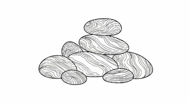 Stacked oval stones with detailed parallel line texture