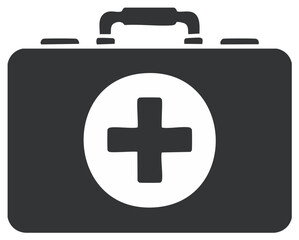 Obraz premium Medical Kit Icon, First Aid Case, Emergency Bag, Healthcare, Doctor Aid Equipment, White Cross
