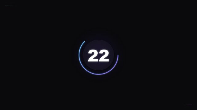 Circular countdown timer counts down from 56 to 0 with gradient background