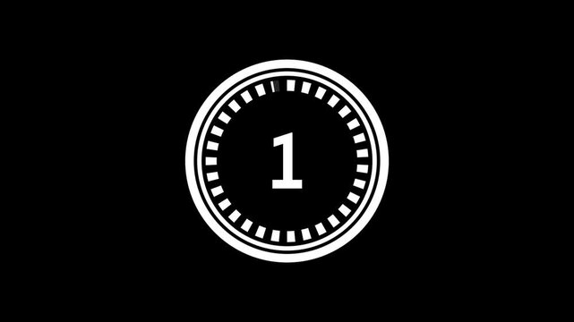 Aniamted timer circular animation from 5 to 1 seconds on black background