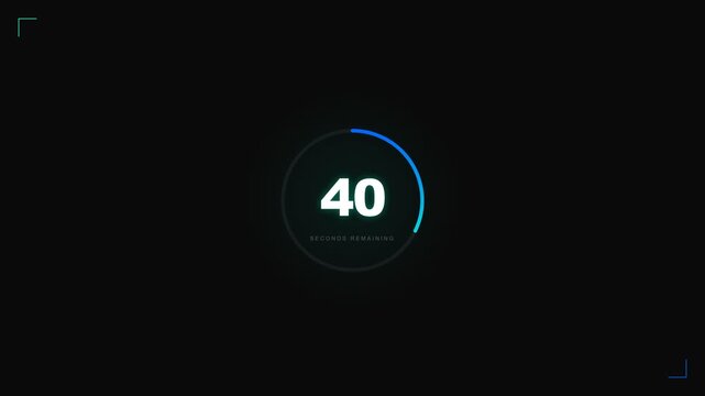 Circular countdown timer with neon progress indicator on black background