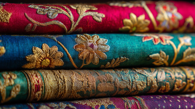 Sari Fabric Texture close-up