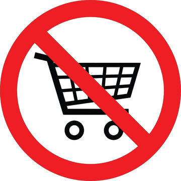No Shopping, Prohibited, Cart Icon, Vector Sign isolated on White Background