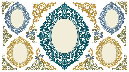 Ornate frame designs with floral patterns. © Abhinaya Project