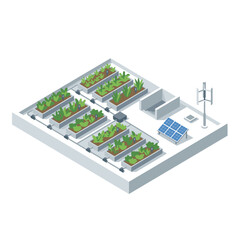 Obraz premium Rooftop garden, solar panels, communication tower. Ideal for ecofriendly, sustainable living, technology, urban development, and green energy concepts.