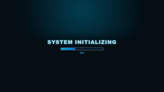 System initializing progress bar with blue text on dark background