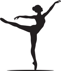 Obraz premium Silhouette of a ballet dancer performing an arabesque en pointe