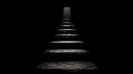 Fototapeta premium Mysterious Dark Stairs Leading to Bright Light at the End of a Tunnel in an Abandoned Space