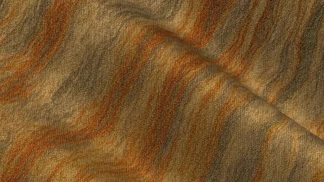 Smooth undulating motion of waves of cotton fabric with marble pattern in continuous loop producing unique abstract luxury background for projects