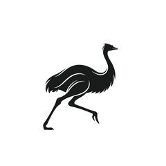 Fototapeta premium Black silhouette of an ostrich bird.