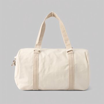 Minimal Canvas Duffle Bag Mockup on White Background