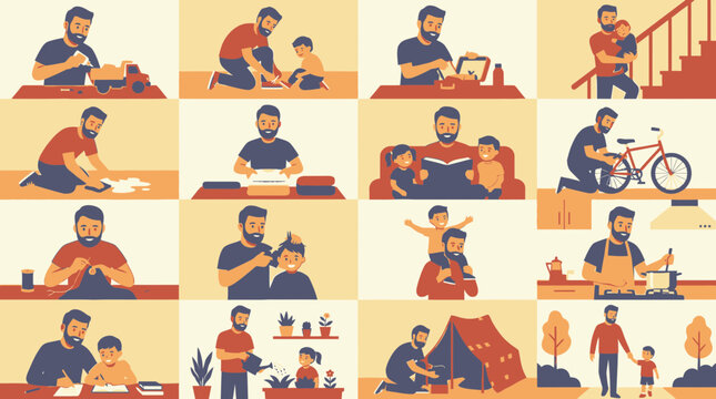 A father's love and dedication in everyday moments, highlighting the quiet strength and joy of fatherhood in family life