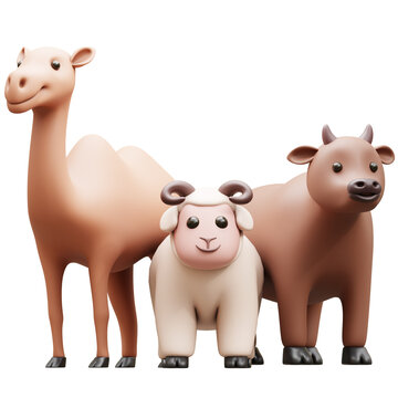 Cute Eid al Adha Animals Set 3D Icon
