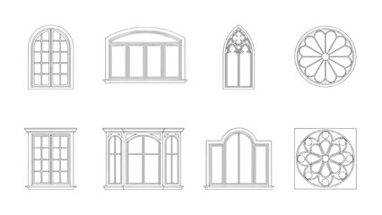 Obraz premium Architectural Window Designs Diverse Styles and Ornate Glass Panels