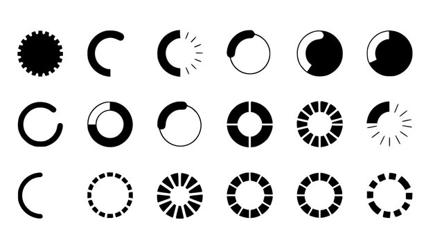 Loading Spinner Icon Set Collection Featuring Circular Progress Indicators, Buffering Symbols, UI Preloader Elements, Rotation Signs, and Modern Web Interface Design Vectors