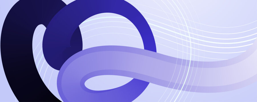 Intertwined Deep Purple 3D Rings and Flowing Digital Waves