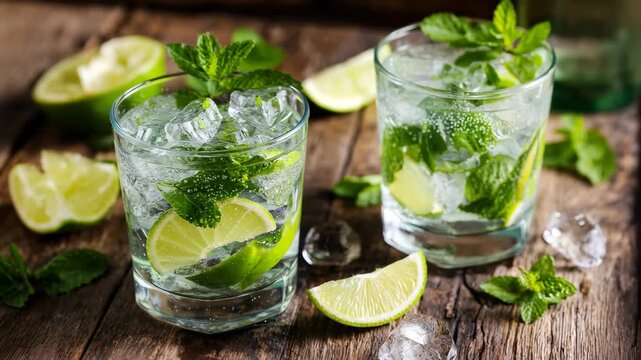 Mojito cocktail lime mint cold alcoholic drink refreshing summer beverage