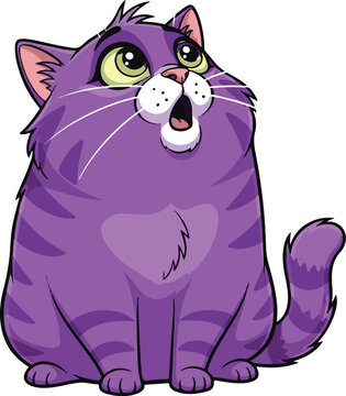 Funny Purple Kitten Singing Vector Illustration
