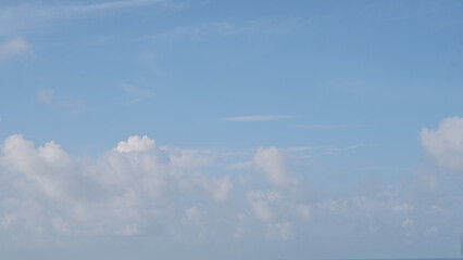 Fototapeta premium View of a bright blue sky with scattered white clouds